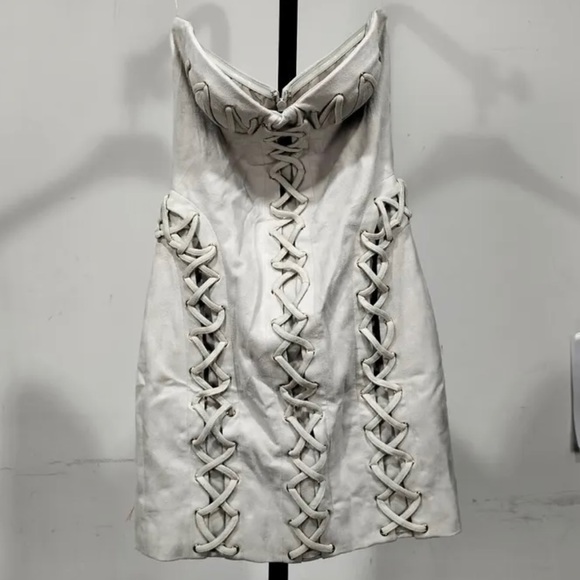 New NWOT HOCB Irvina Gray Suedette Strapless Dress Small - Picture 6 of 6